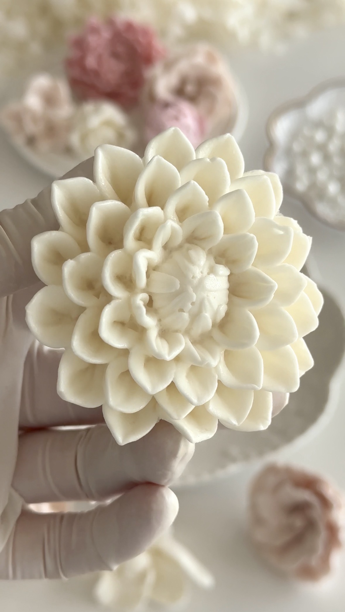 Natalia enjoying the process of making zefir flowers — portrait 3